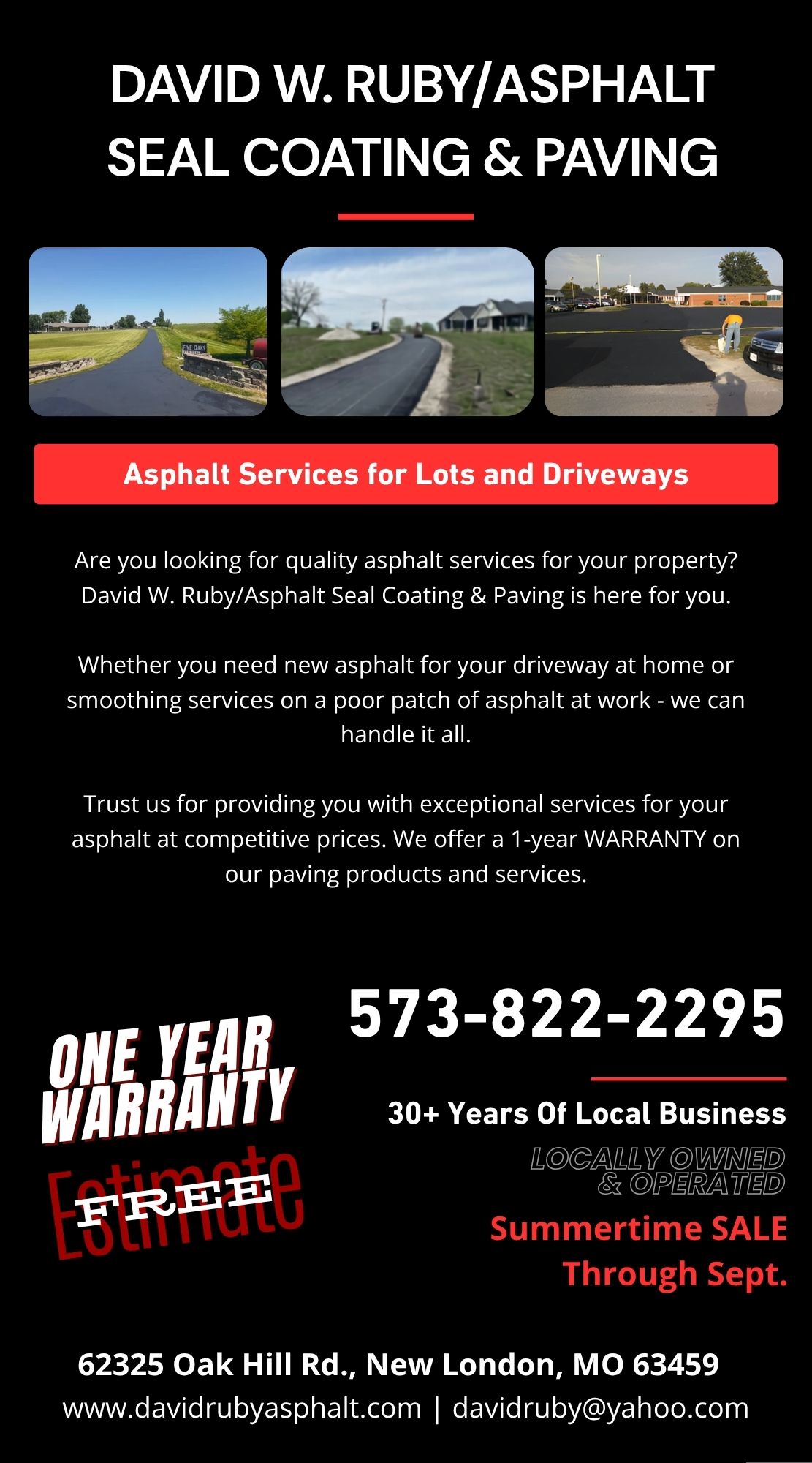 David W Ruby. Asphalt, Seal Coating, & Paving